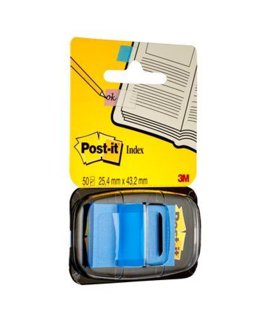 Blister dispensador 50 marcadores index azul 25,4x43,2mm 680-2 post-it 7100089834