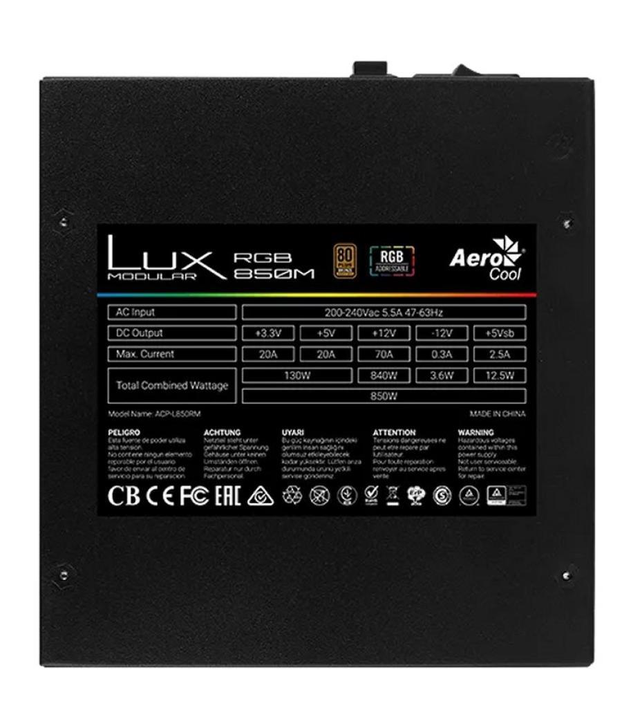 Aerocool lux rgb 850w atx modular psu 80+ bronze