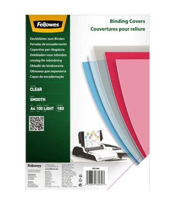 Portadas de polietileno fellowes 5384601/ a4/ 180 micras/ 100 unidades/ transparente