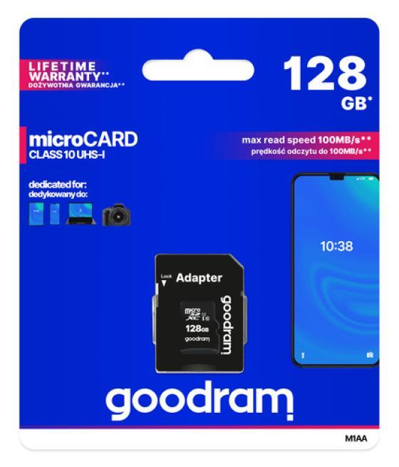 Goodram microsd - 128gb - incluye adaptador a sd - cl 10 uhs i