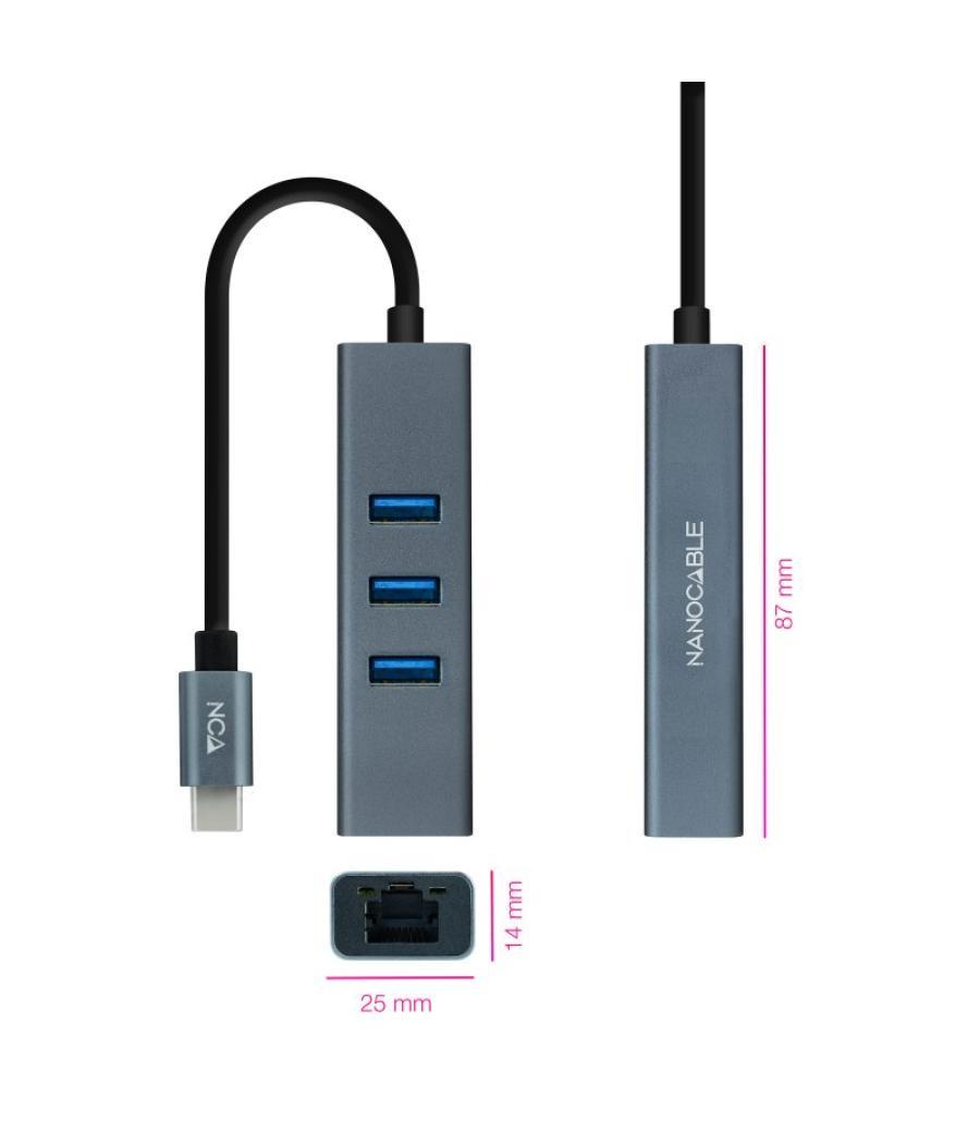 Nanocable conversor usb-c ethernet +3xusb 3.0