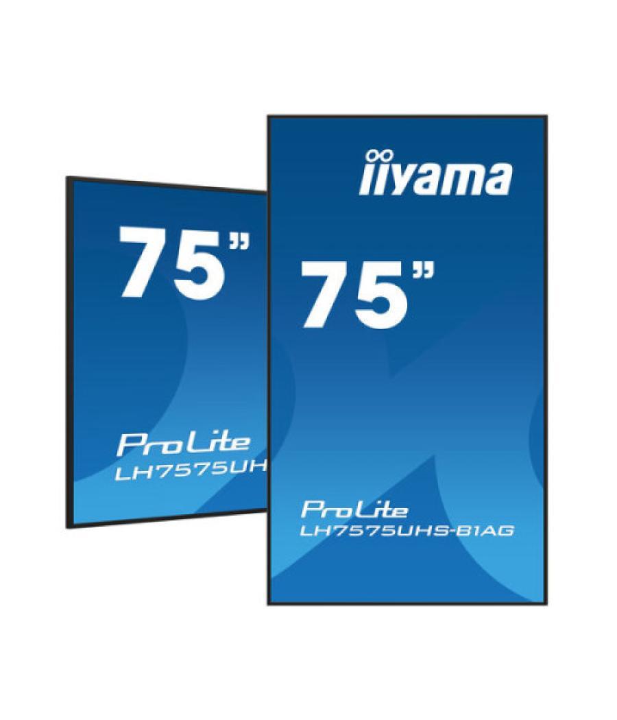 Monitor iiyama 75" (lh7575uhs-b1ag) 3840x2160 / 4k uhd / 24/7 / 500 cd/m / 8ms / dp / 3xhdmi / micro sd slot / e-share /iisignag