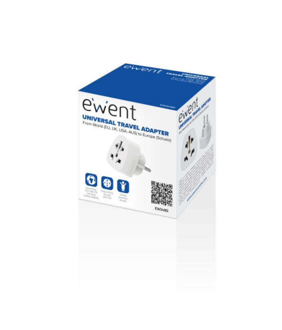 Ewent ew1480 adaptador de enchufe eléctrico universal blanco
