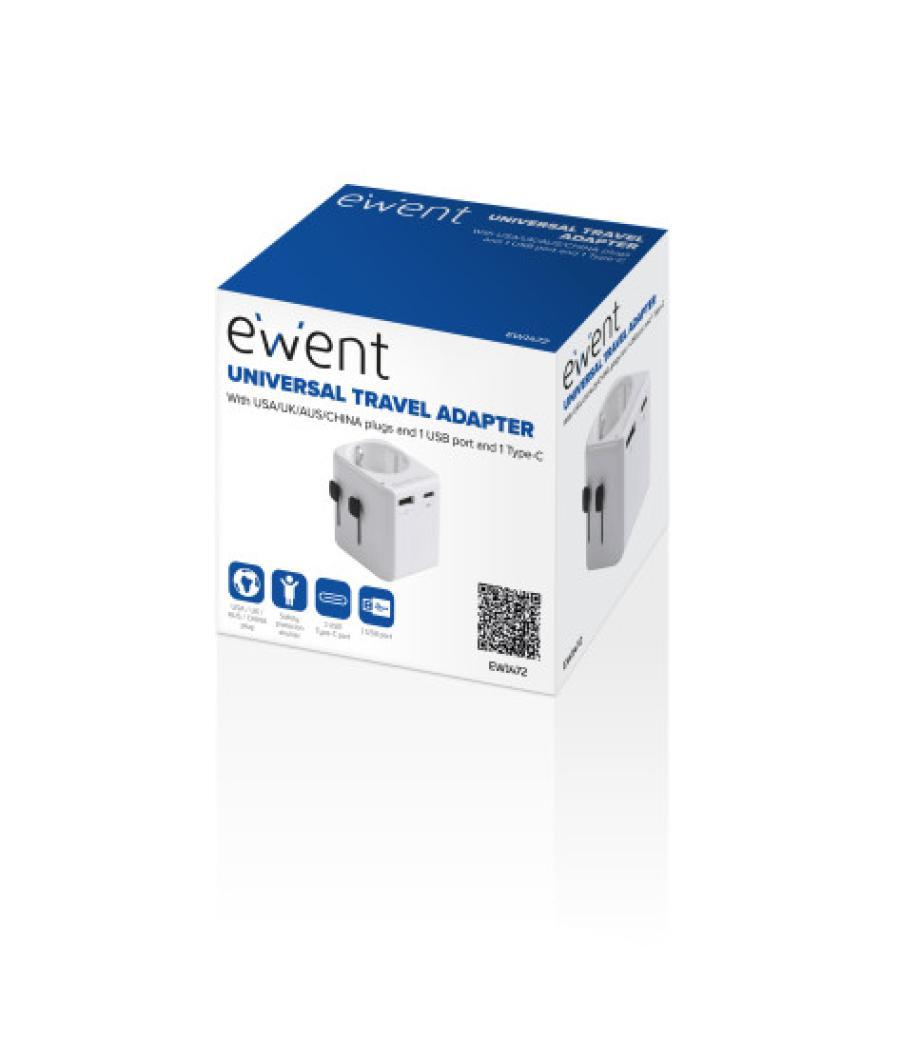 Ewent ew1472 adaptador de enchufe eléctrico universal blanco