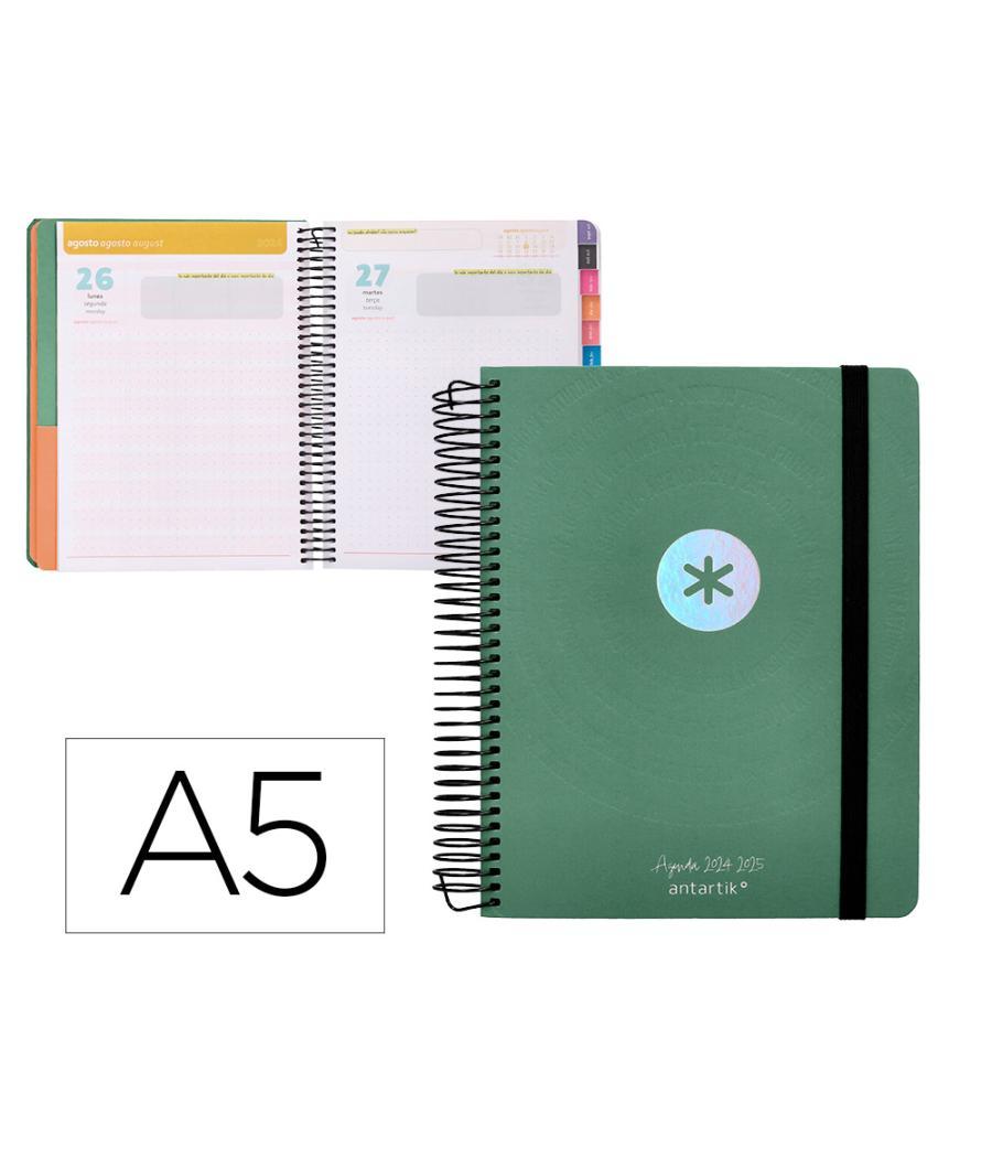 Agenda escolar antartik año 24 - 25 curso colección minimal green día página a5