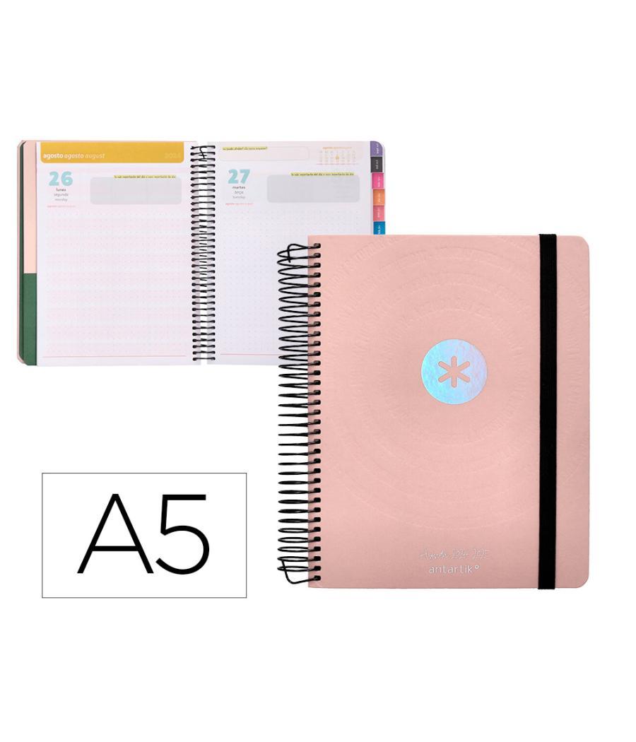 Agenda escolar antartik año 24 - 25 curso colección minimal pink día página a5