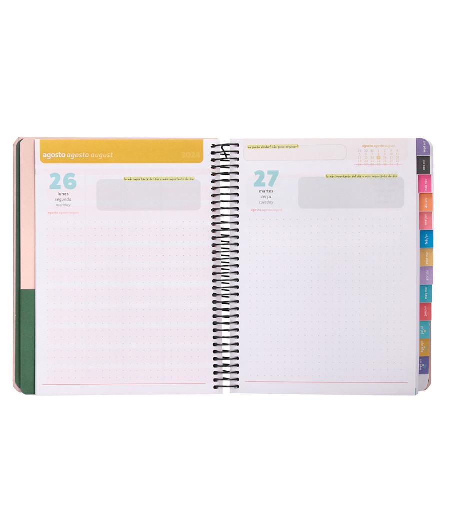 Agenda escolar antartik año 24 - 25 curso colección minimal pink día página a5