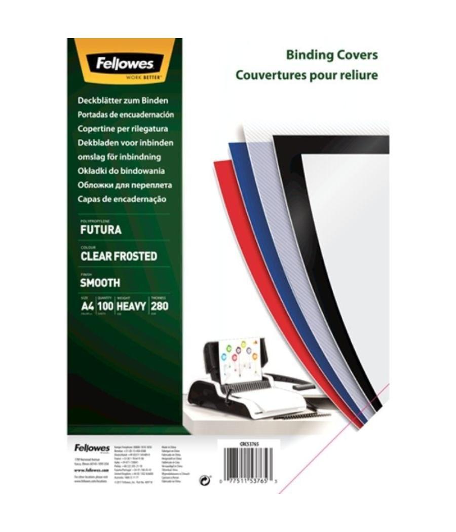 Portadas de polipropileno fellowes 5376503/ a4/ 300 micras/ 100 unidades/ transparente