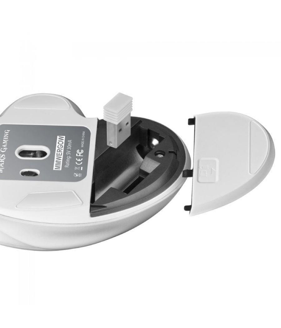 Ratón gaming inalámbrico mars gaming mmwergo/ hasta 3200 dpi/ blanco