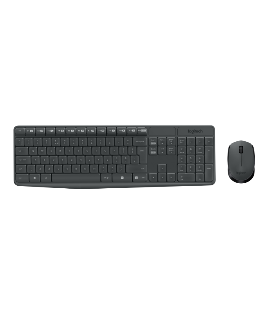 Combo teclado raton logitech mk235 rf inalambrico gris