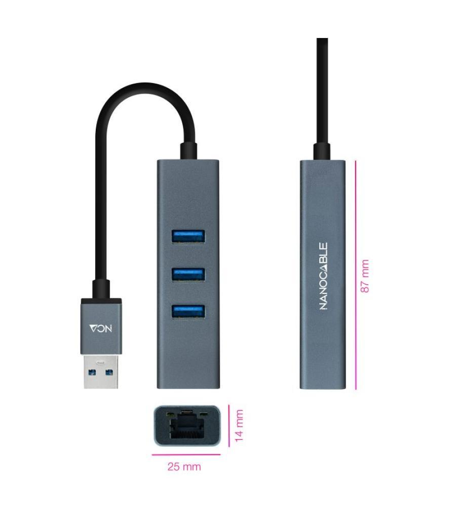 Nanocable conversor usb 3.0 ethernet + 3xusb 3.0