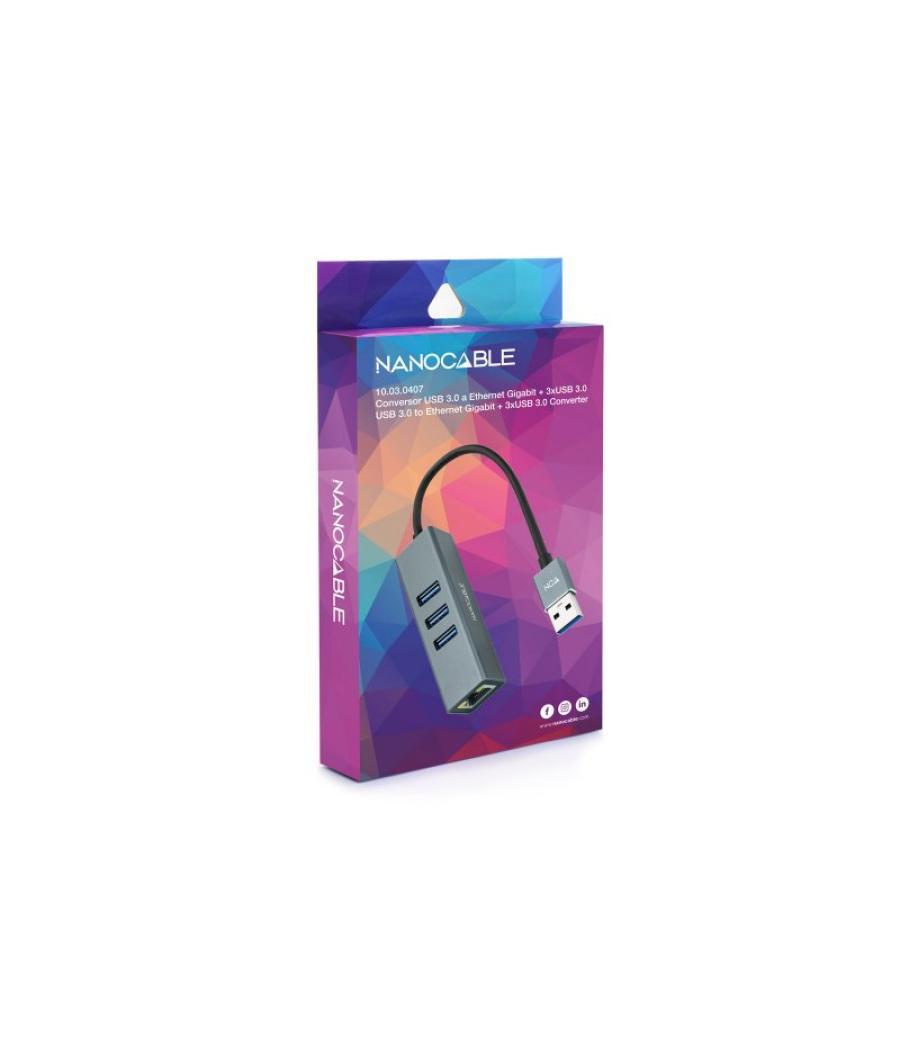 Nanocable conversor usb 3.0 ethernet + 3xusb 3.0