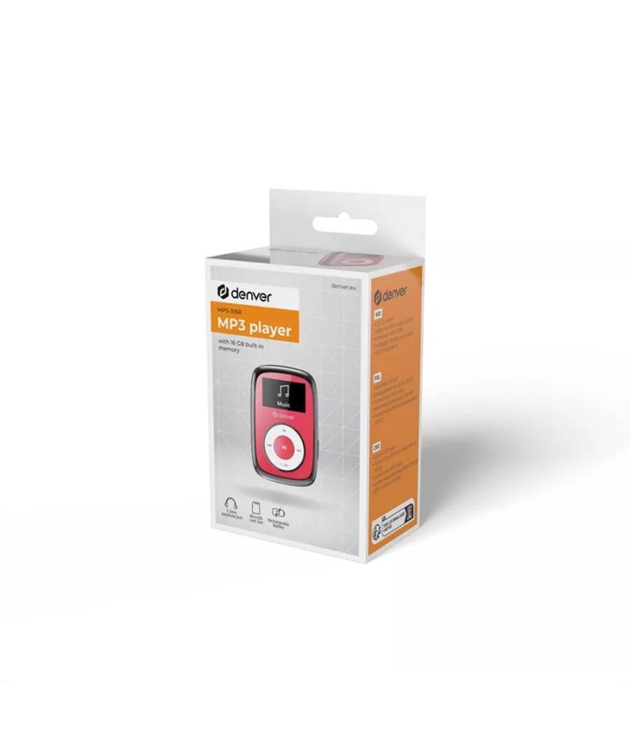 Reproductor mp3 denver mps - 316r 1pulgadas - 16gb