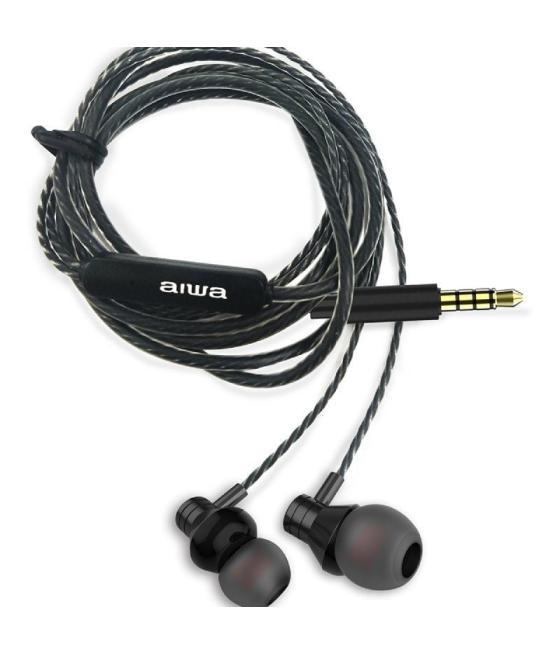 Auriculares intrauditivos aiwa estm-50bk/ con micrófono/ jack 3.5/ negro