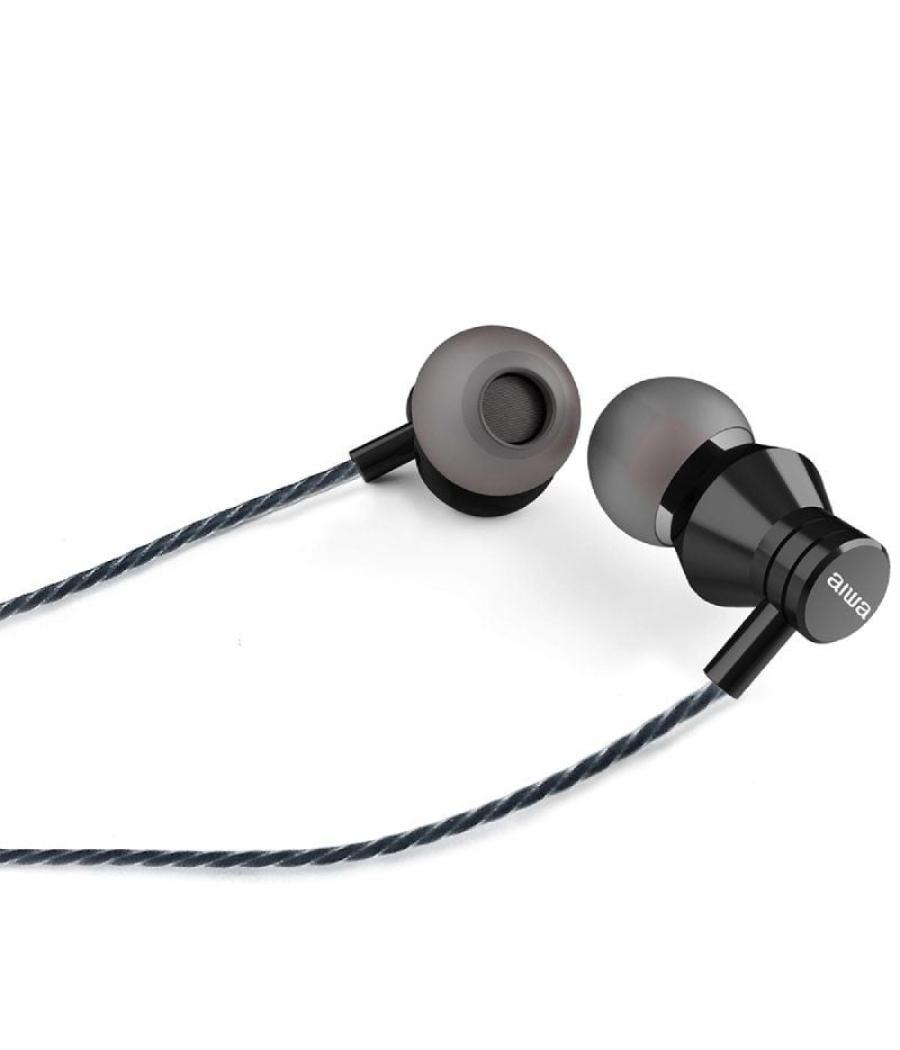 Auriculares intrauditivos aiwa estm-50bk/ con micrófono/ jack 3.5/ negro