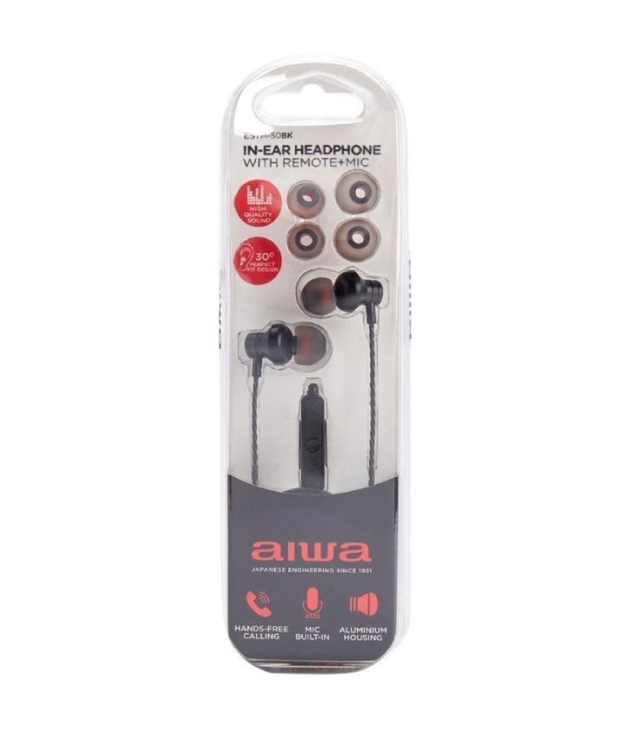 Auriculares intrauditivos aiwa estm-50bk/ con micrófono/ jack 3.5/ negro