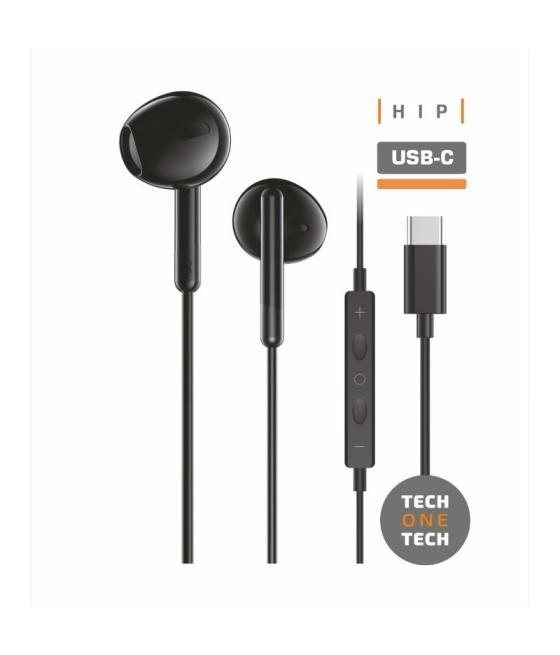 Auriculares intrauditivos tech one tech eartech tec1302/ con micrófono/ usb tipo-c/ negros