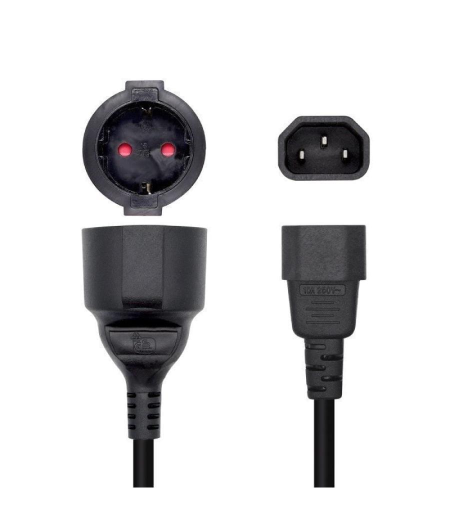 Adaptador alimentación aisens a132-0467/ c14 macho - cee7 hembra/ 25cm/ negro