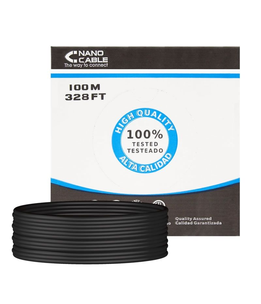 Bobina de cable rj45 para exteriores utp nanocable 10.20.0302-ext-bk cat.5e/ 100m/ impermeable/ negro