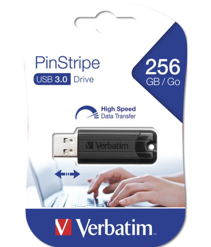 Verbatim PinStripe 3.0 - Unidad USB 3.0 de 256GB  - Negro