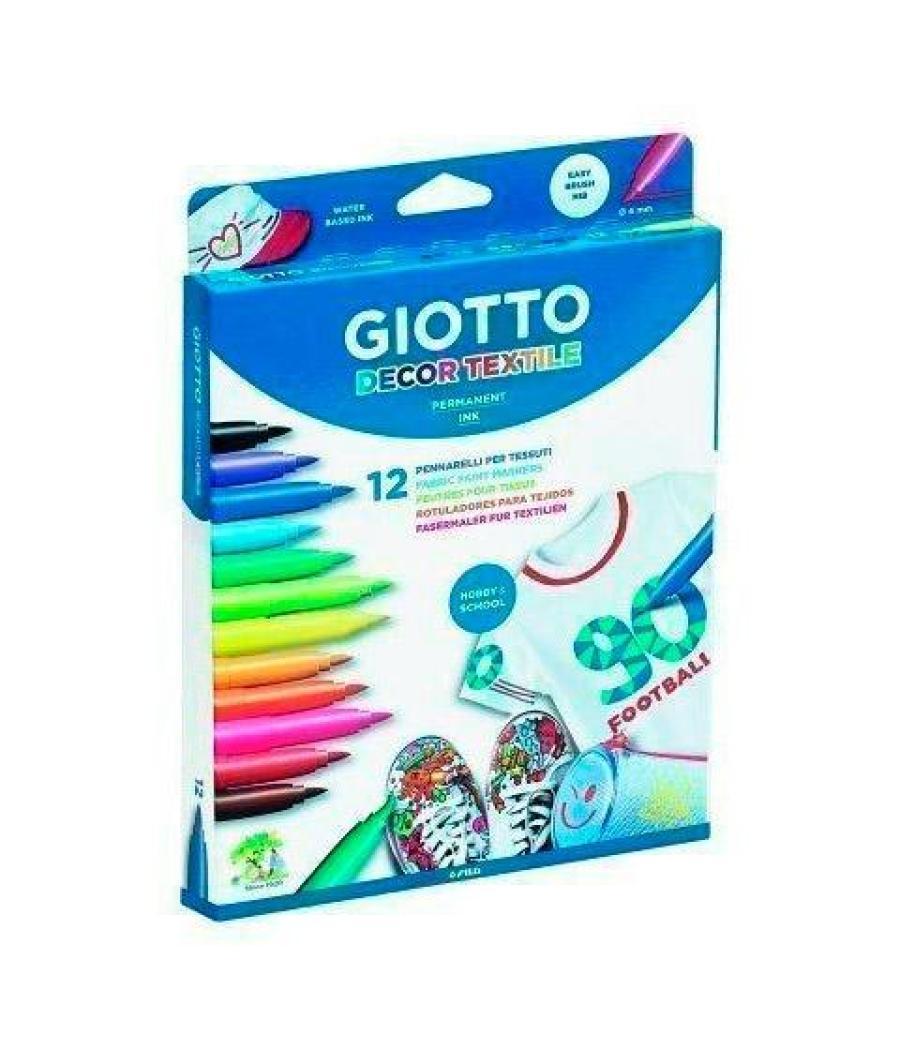 Giotto rotuladores permanentes decor textil colores estuche de 12u