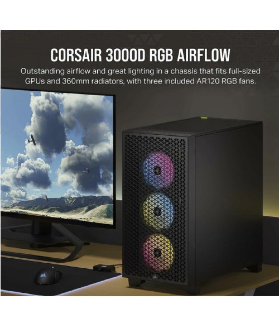 Caja corsair 3000d rgb airflow mid-tower negra cc-9011255-ww