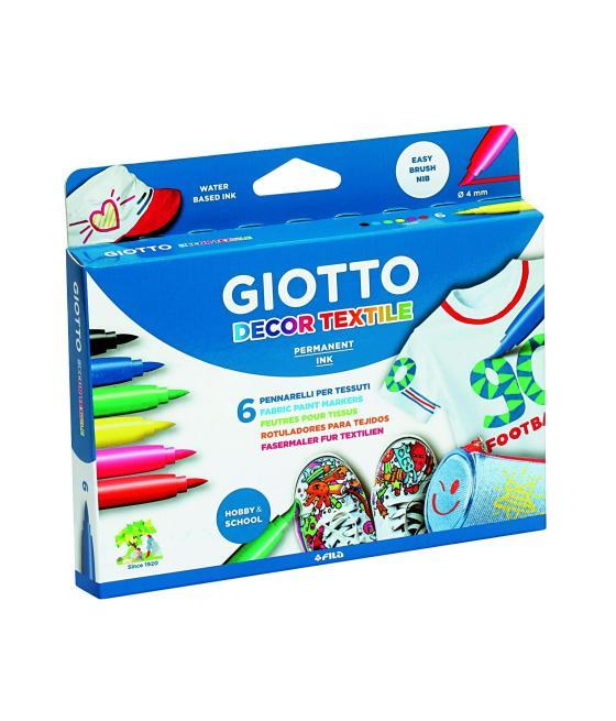 Giotto rotuladores permanentes decor textil colores estuche de 6u