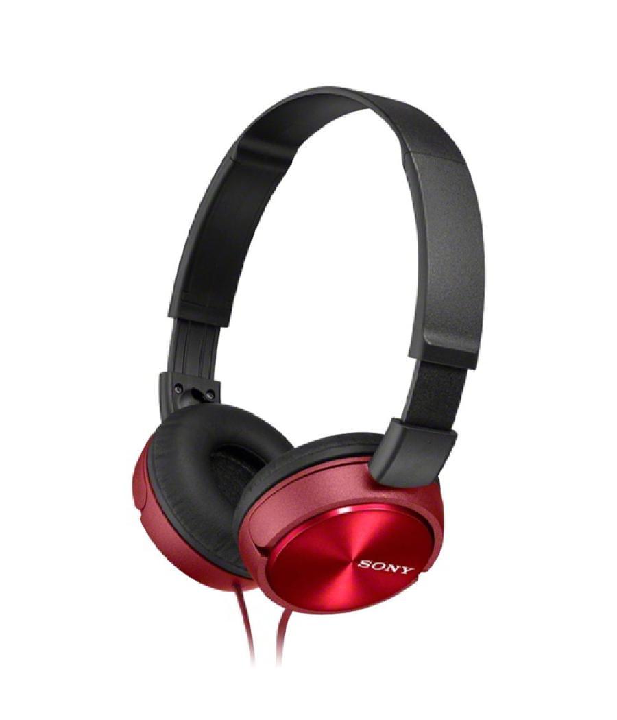 Headset sony mdr-zx310ap compactos microfono integrado cable 1.2m conexion jack 3.5 con control remoto color rojo