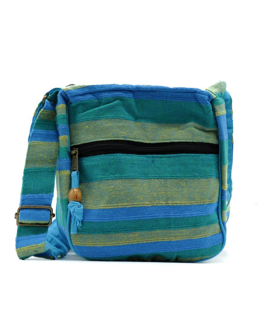 Bolso Bandolera Nepal (Correa Ajustable) - Primavera Meadows Verde y Azul