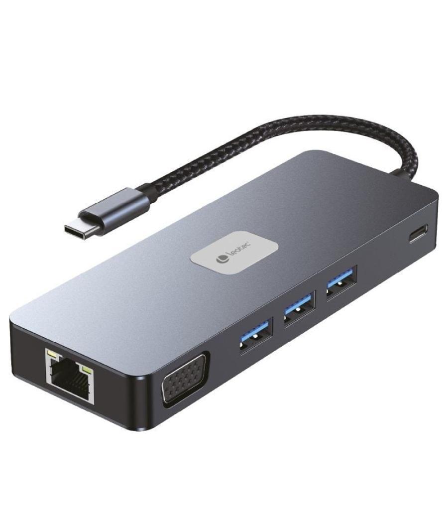 Docking usb tipo-c leotec leds03/ 3xusb/ 1xusb tipo-c pd/ 1xhdmi 4k/ 1 xdisplayport/ 1xvga/ 1xaudio/ 1xrj45/ 1xlector tarjetas s