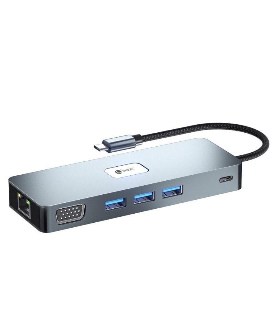 Docking usb tipo-c leotec leds03/ 3xusb/ 1xusb tipo-c pd/ 1xhdmi 4k/ 1 xdisplayport/ 1xvga/ 1xaudio/ 1xrj45/ 1xlector tarjetas s