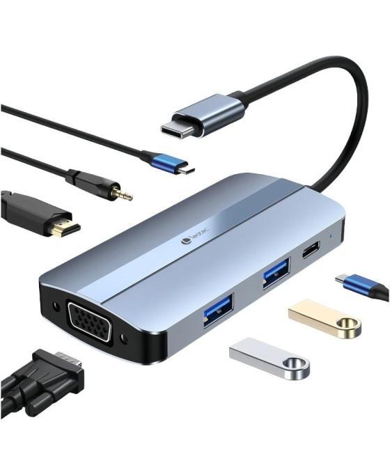 Docking usb tipo-c leotec leds04/ 2xusb/ 1xusb tipo-c/ 1xusb tipo-c pd/ 1xhdmi/ 1xvga/ 1xaudio/ azul