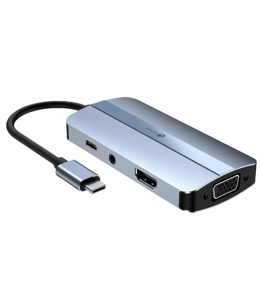 Docking usb tipo-c leotec leds04/ 2xusb/ 1xusb tipo-c/ 1xusb tipo-c pd/ 1xhdmi/ 1xvga/ 1xaudio/ azul