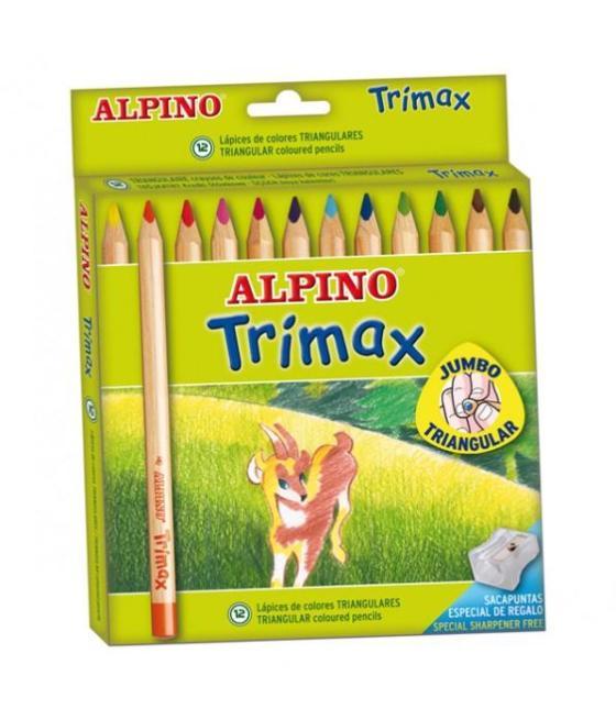 Alpino lápices de colores trimax 177mm + sacapuntas estuche de 12 c/surtidos