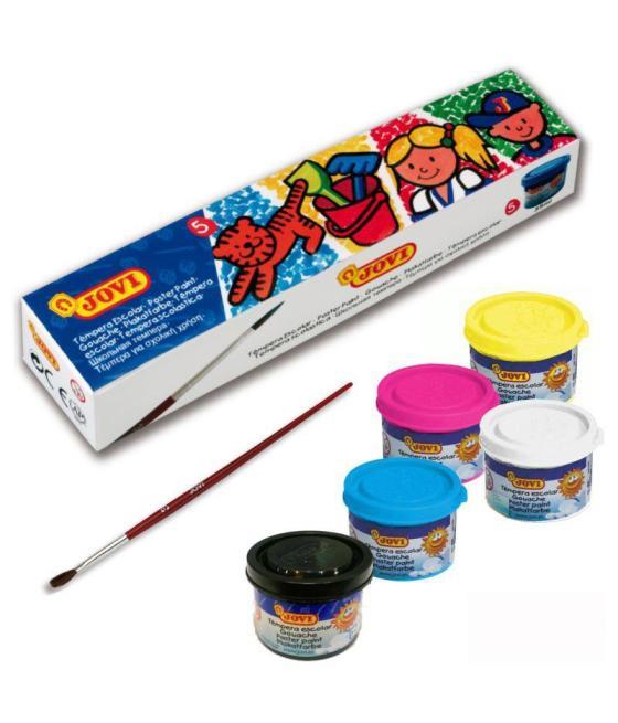 Jovi estuche 5 botes témpera escolar 35ml + pincel colores surtidos
