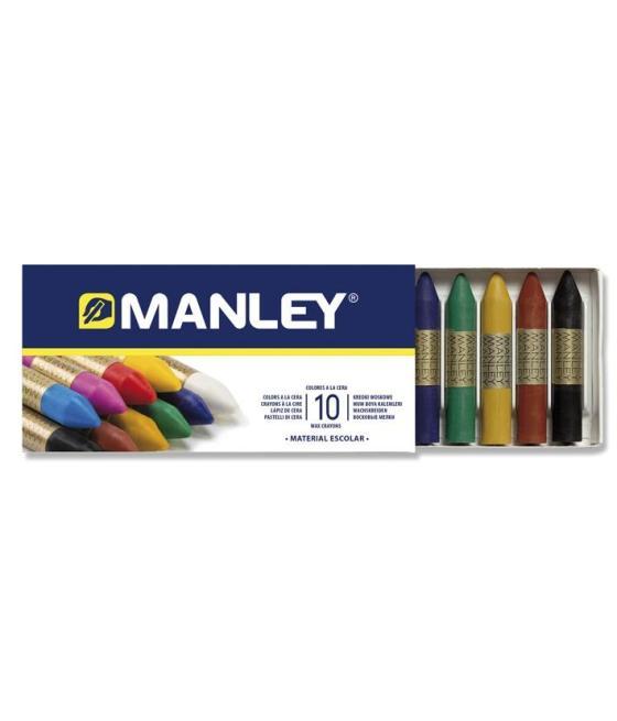 Manley estuche de 10 ceras 60mm colores surtidos