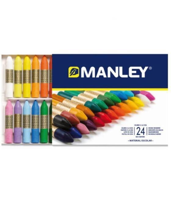 Manley estuche de 24 ceras 60mm colores surtidos