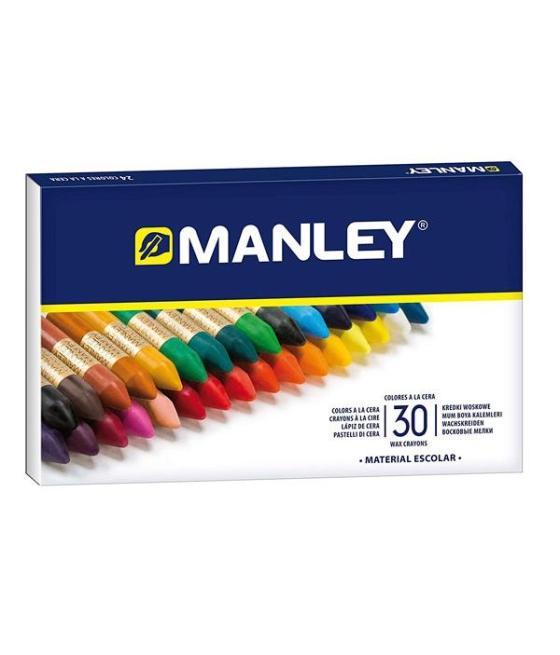 Manley estuche de 30 ceras blandas 60mm colores surtidos