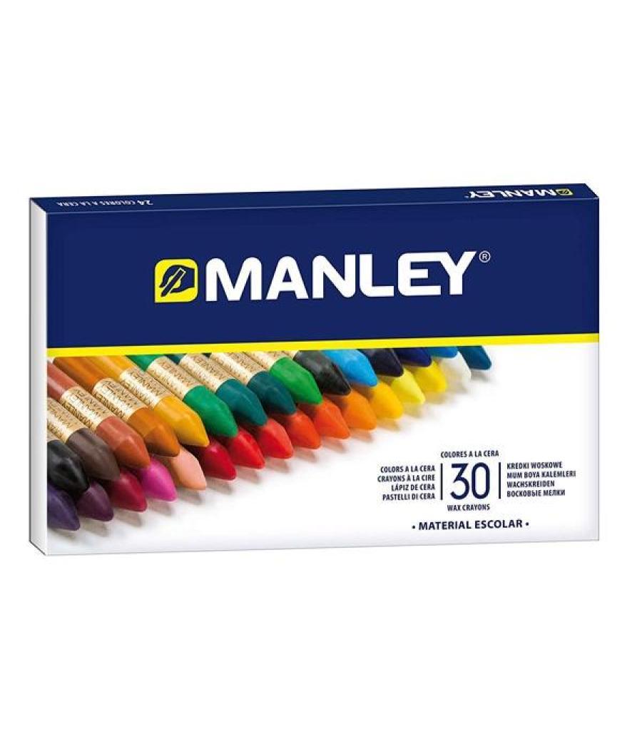 Manley estuche de 30 ceras blandas 60mm colores surtidos