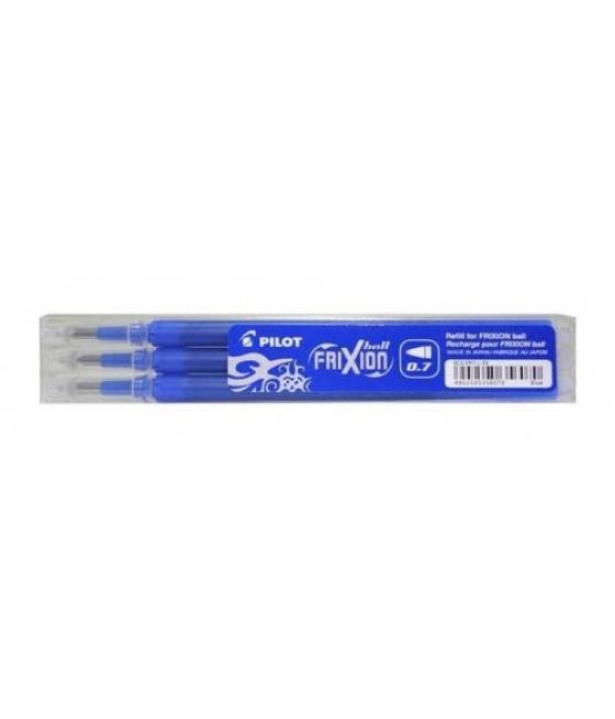 Pilot recambio bolígrafo frixion 0.7 azul pack 3 ud