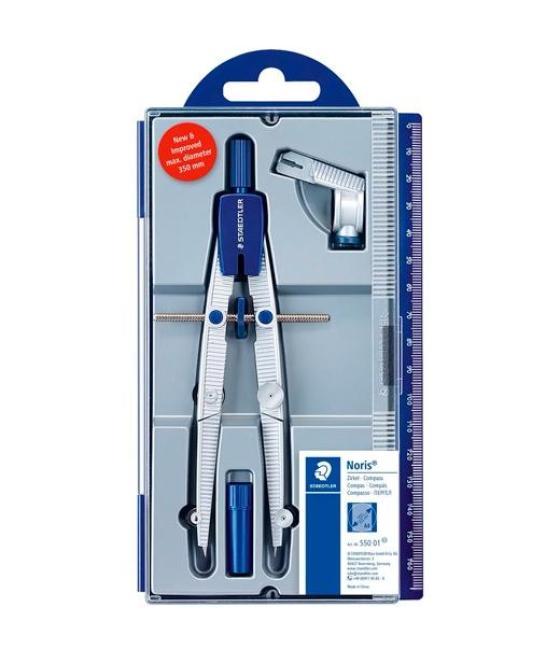 Staedtler compás escolar noris 550 estuche con adaptador universal   tubo de minas gris metalizado