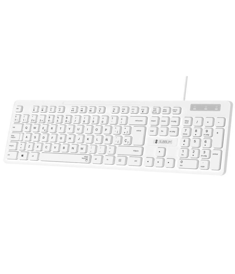 Teclado subblim business slim silencioso/ blanco