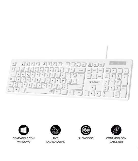 Teclado subblim business slim silencioso/ blanco