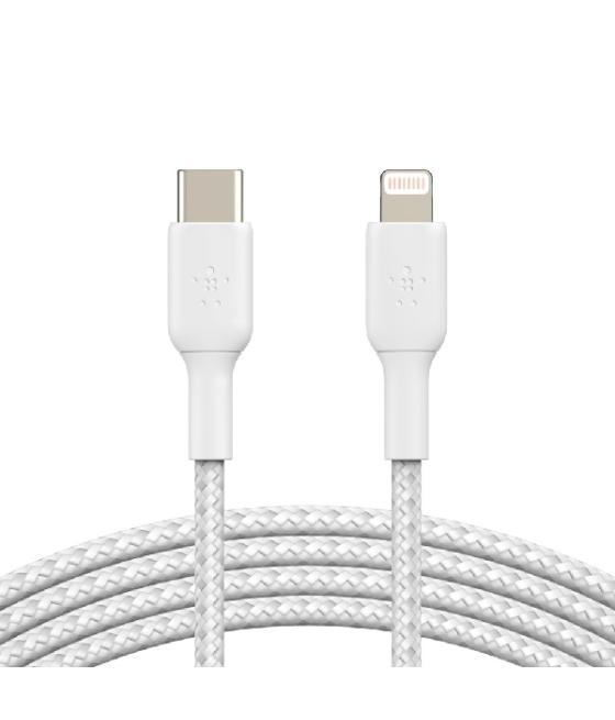 Cable belkin caa004bt1mwh usb-c a lightning trenzado boost charge 1m color blanco