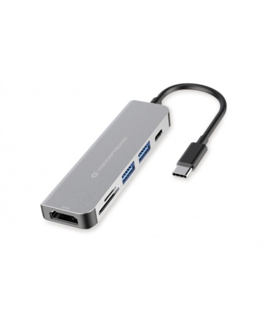 Conceptronic DONN02G hub de interfaz USB 3.2 Gen 1 (3.1 Gen 1) Type-C 5000 Mbit/s Aluminio