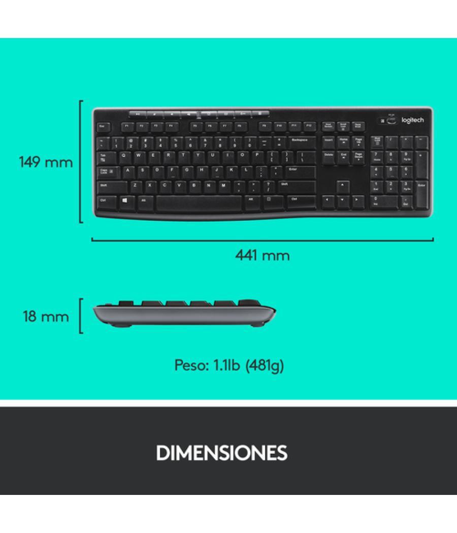 Logitech wireless combo mk270 - juego de teclado y ratón - 2.4 ghz - español