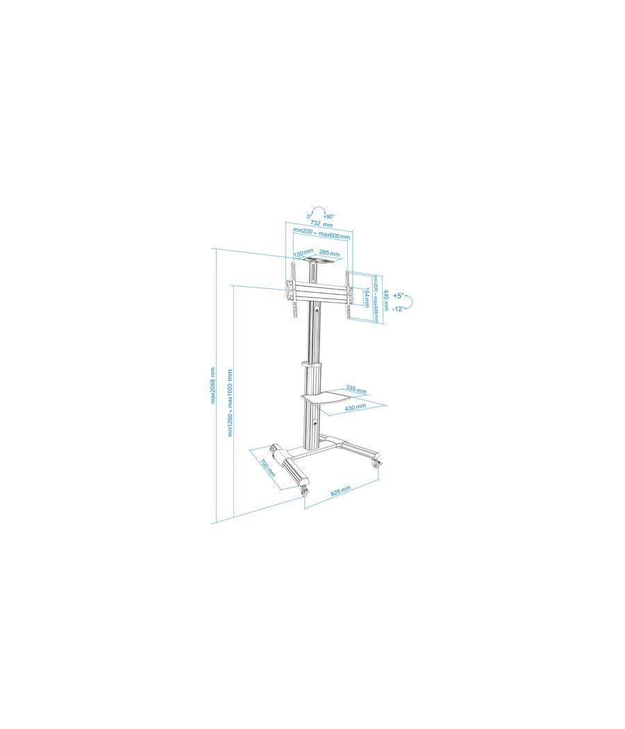 Tooq Soporte TV FS1870M-B Suelo Ruedas 37"-70" Neg - Imagen 11