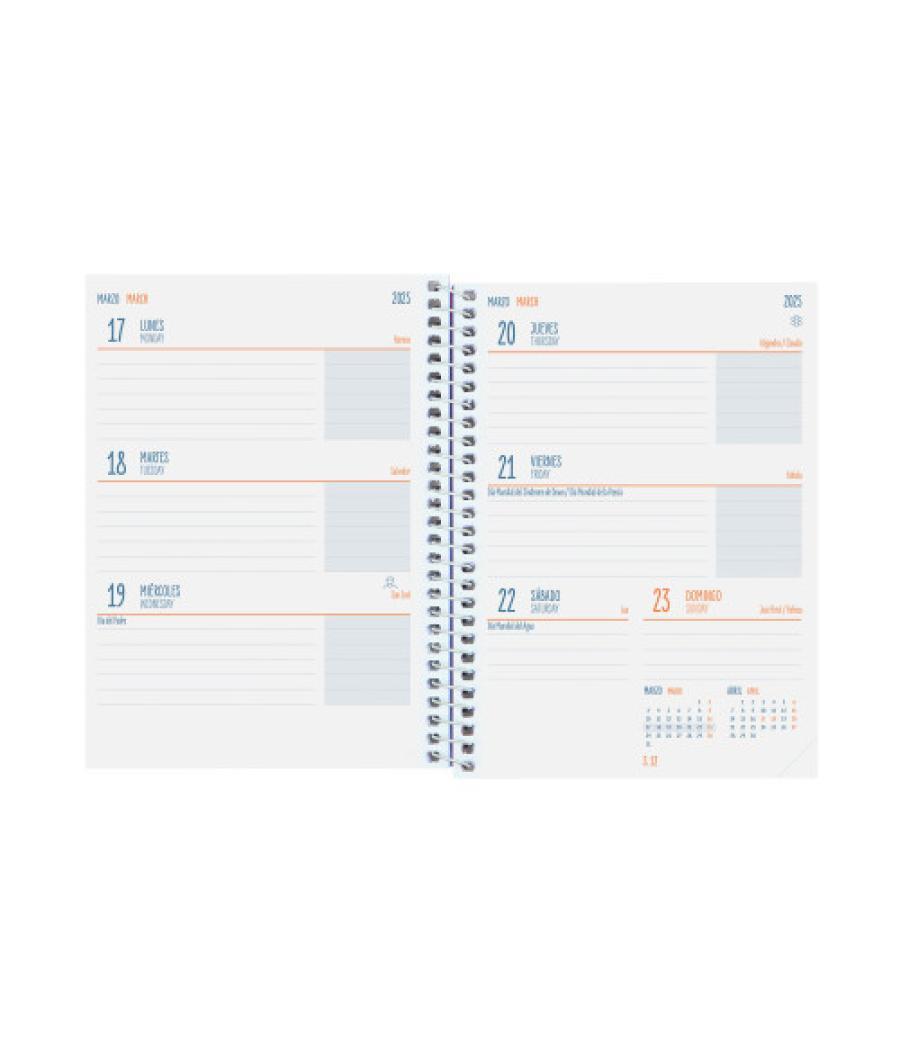 Agenda escolar 2024-2025 8º 120x164 semana vista horizontal cool floral finocam 645000625