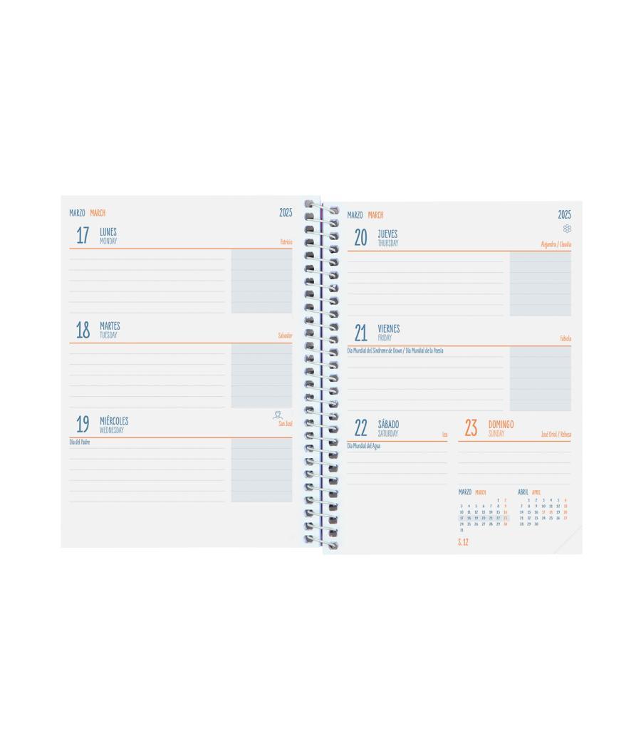 Agenda escolar 2024-2025 8º 120x164 semana vista horizontal cool negro finocam 645000325