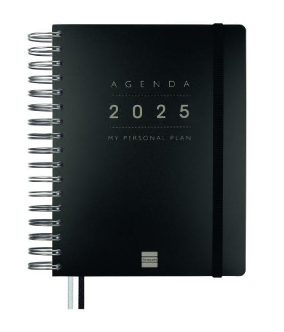 Agenda 16 meses septiembre 2024-diciembre 2025 4º 155x217 semana vista vertical tempus negro finocam 626600125